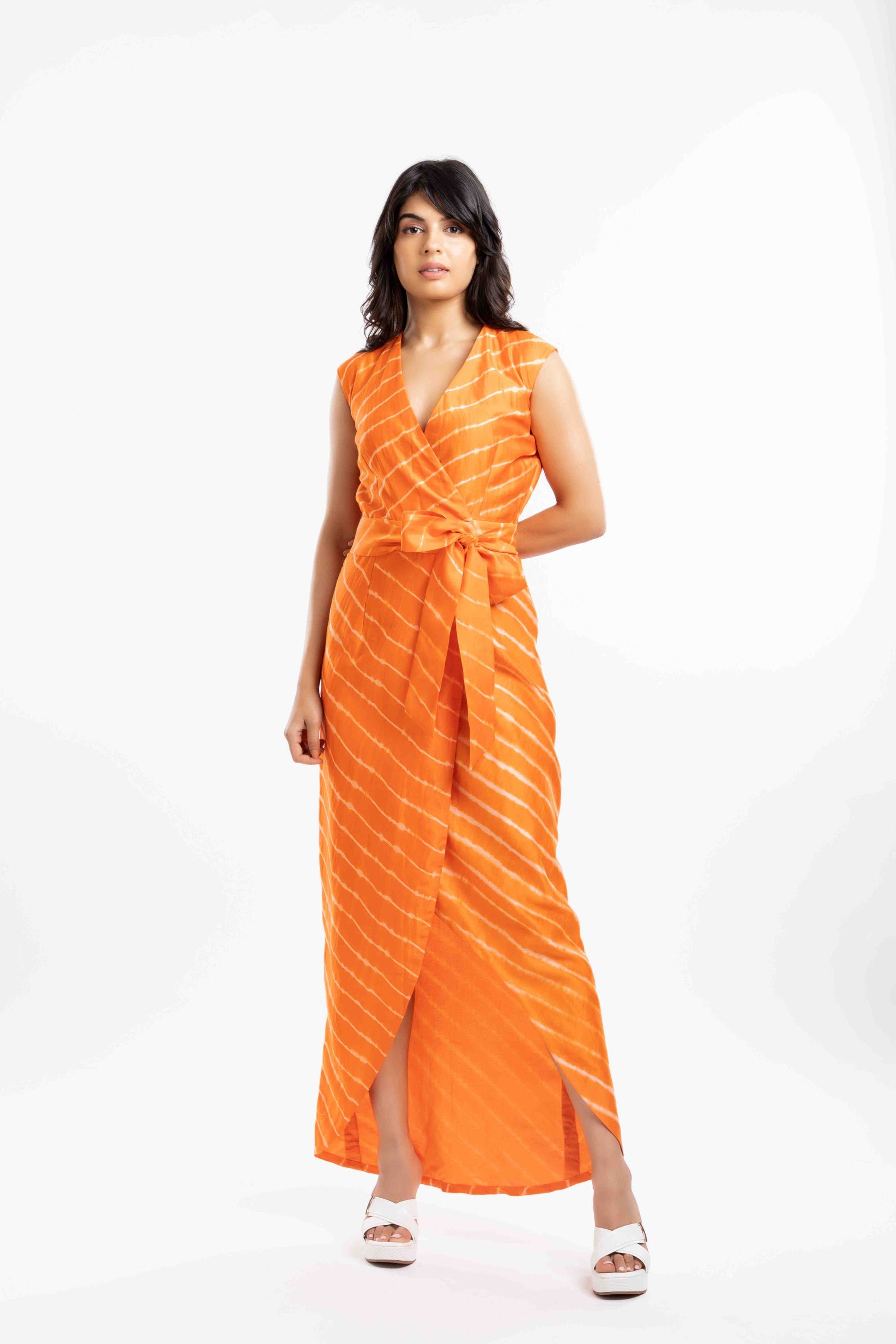 Overlapped Belted Dress
