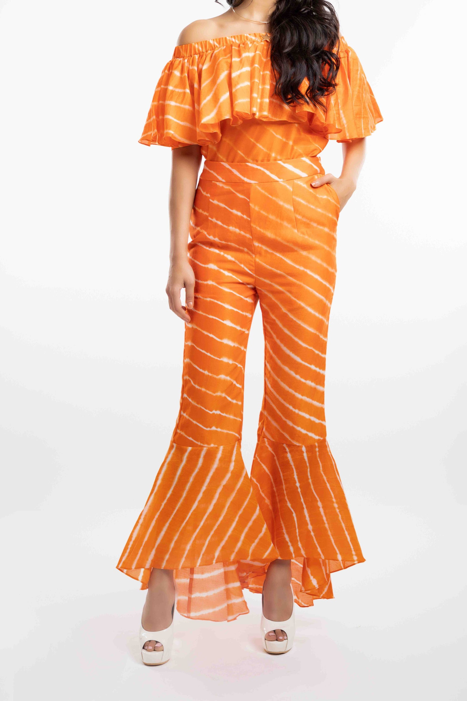 High-Low Flare Trousers